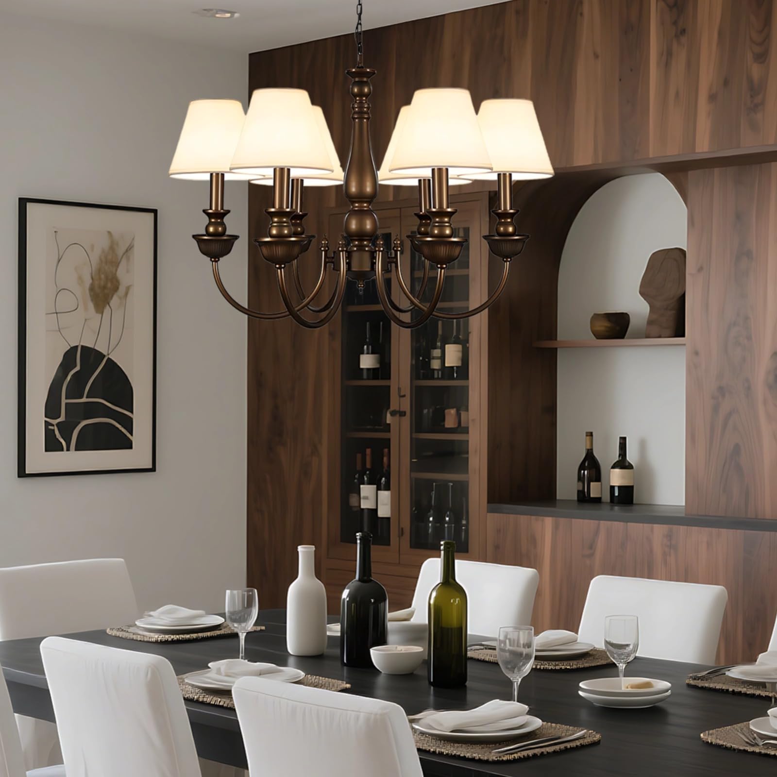 6 szt. małych kloszy lamp z klipsem na żarówkę, tkanina lniana, stożkowe klosze do małych lamp, klipsy na lampy do żyrandoli, lamp ściennych, lamp stołowych, naturalna tekstura