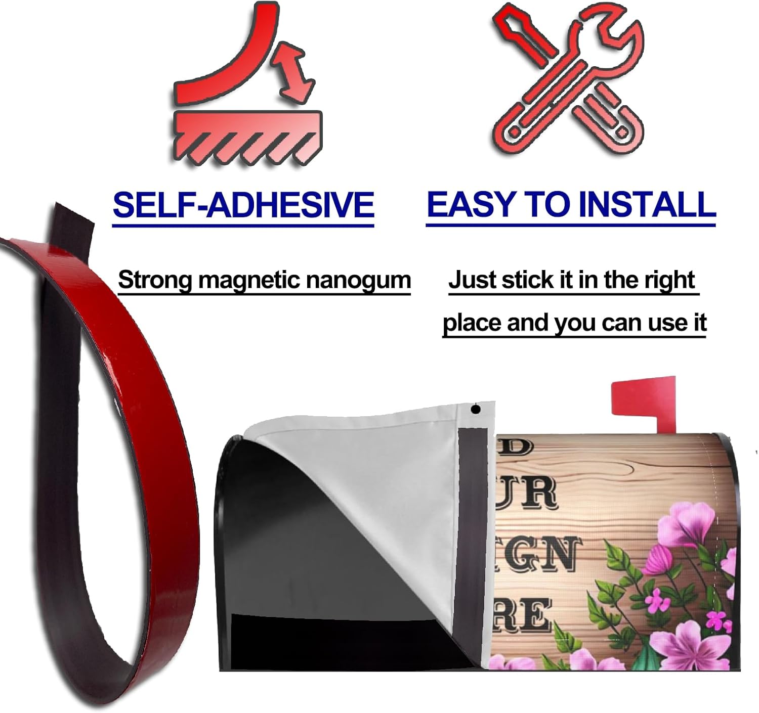 2 Pcs Euslbak Mailbox Cover Adapter Kit, Adapter Kit for Magnetic Mailbox Covers, Premium Adapter Kit to Attach Magnetic Mailbox Makover Covers on Non Metal Mailboxes - 18 x 1.2 inch