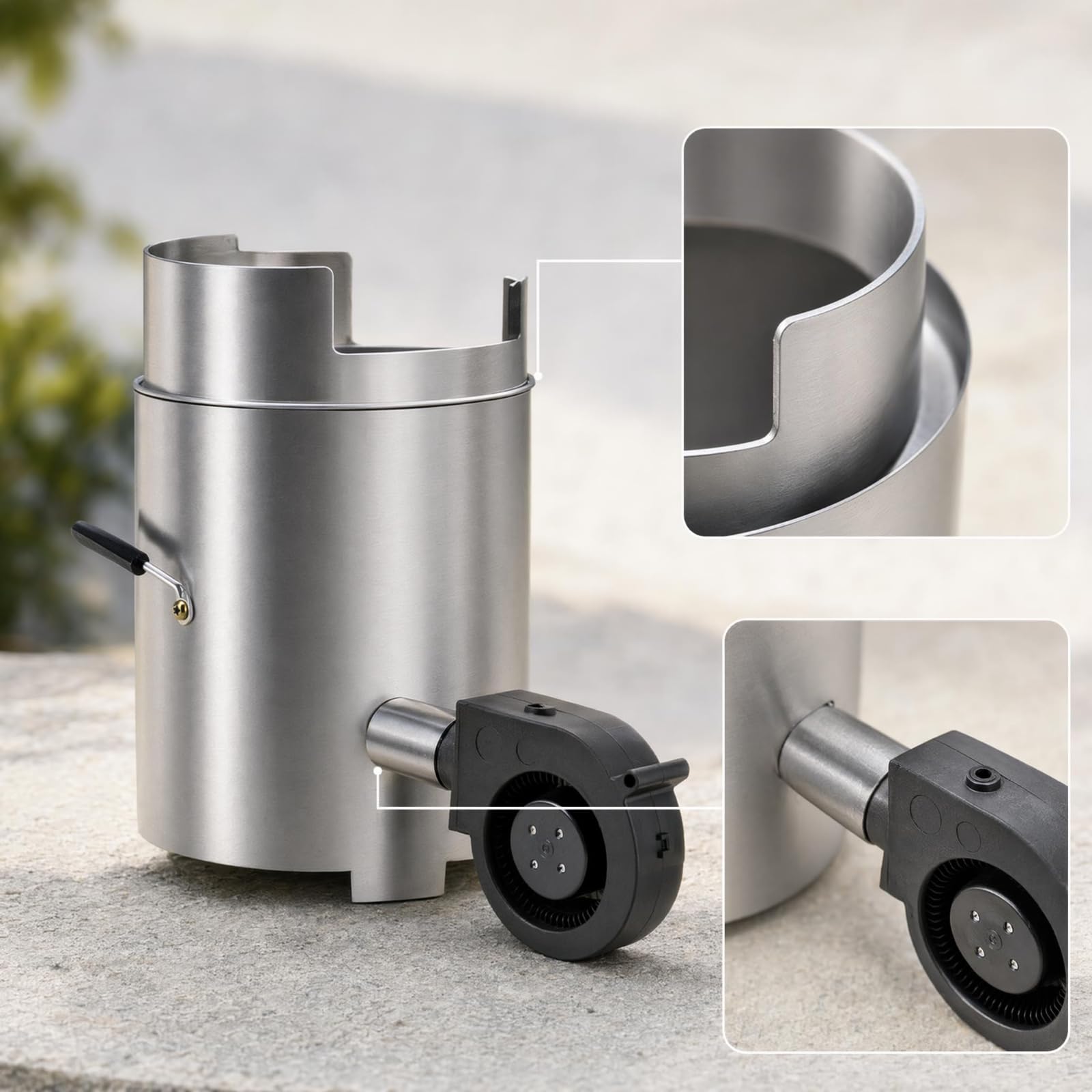 Cocina de Gasificación Portátil para Camping Estufa Hornillo Fogón con y Ventilación Asistida Estructura Resistente de Acero al