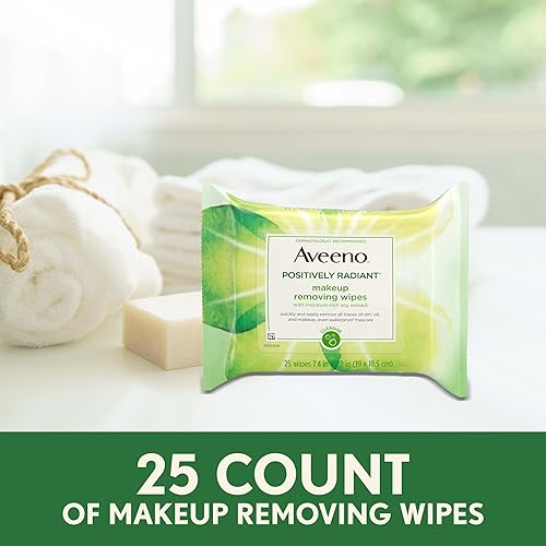 Miniatura 6 de Aveeno Positively Radiant Makeup Remover Wipes, Gentle Individual Face Wipes with Moisture-rich Soy Extract to help leave your skin looking bright