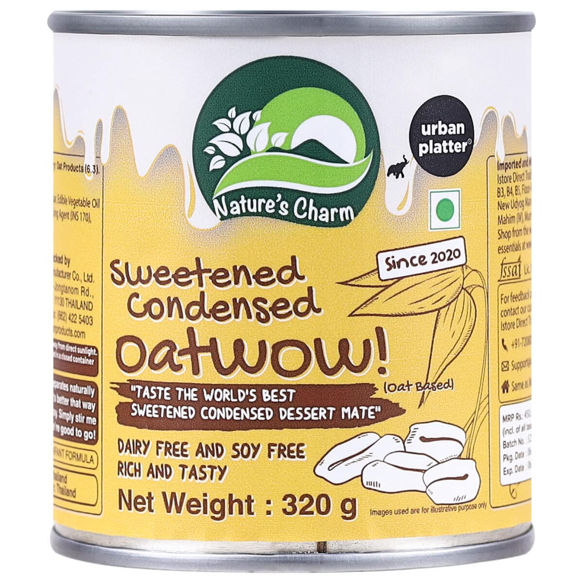 Urban PlatterSweetened Condensed Oatwow Dessert Mate, 320g (Product of Thailand, Oat-Based, Dairy & Soy Free, Vegan, Perfect for Cakes, Fudge, Cookies)