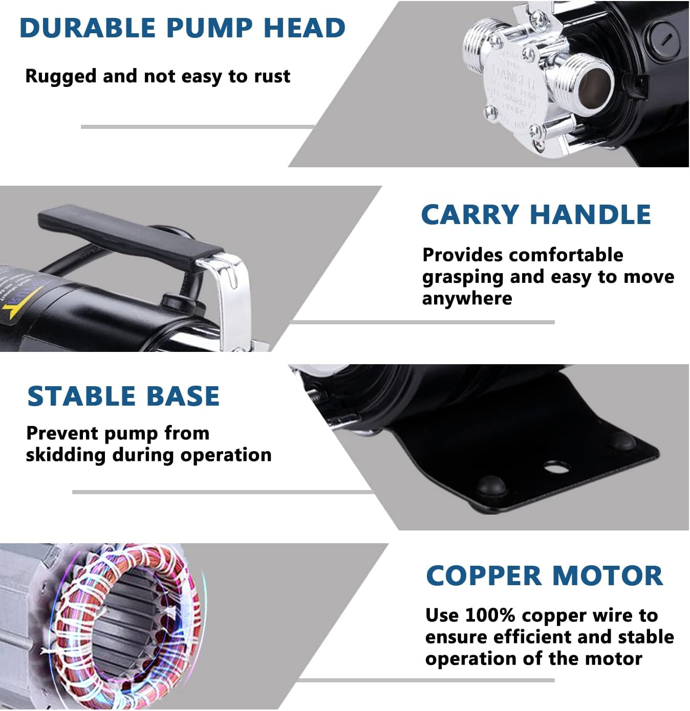 Trupow 1/10HP 330GPH 115-Volt Mini Portable Electric Utility Sump Transfer Water Pump with ON/OFF Switch and Water Hose Kit