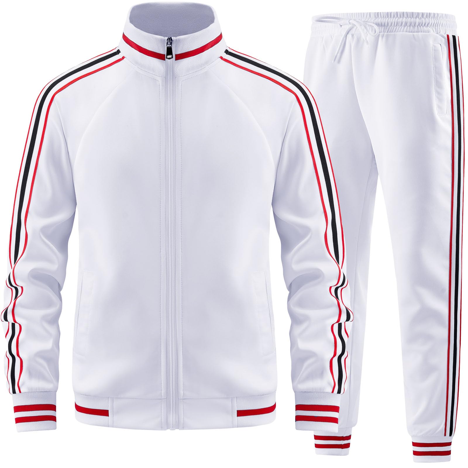 Men Track Suits Sets Long Sleeve Full-zip Sweatsuit Active Jackets and Pants 2 Piece Outfits