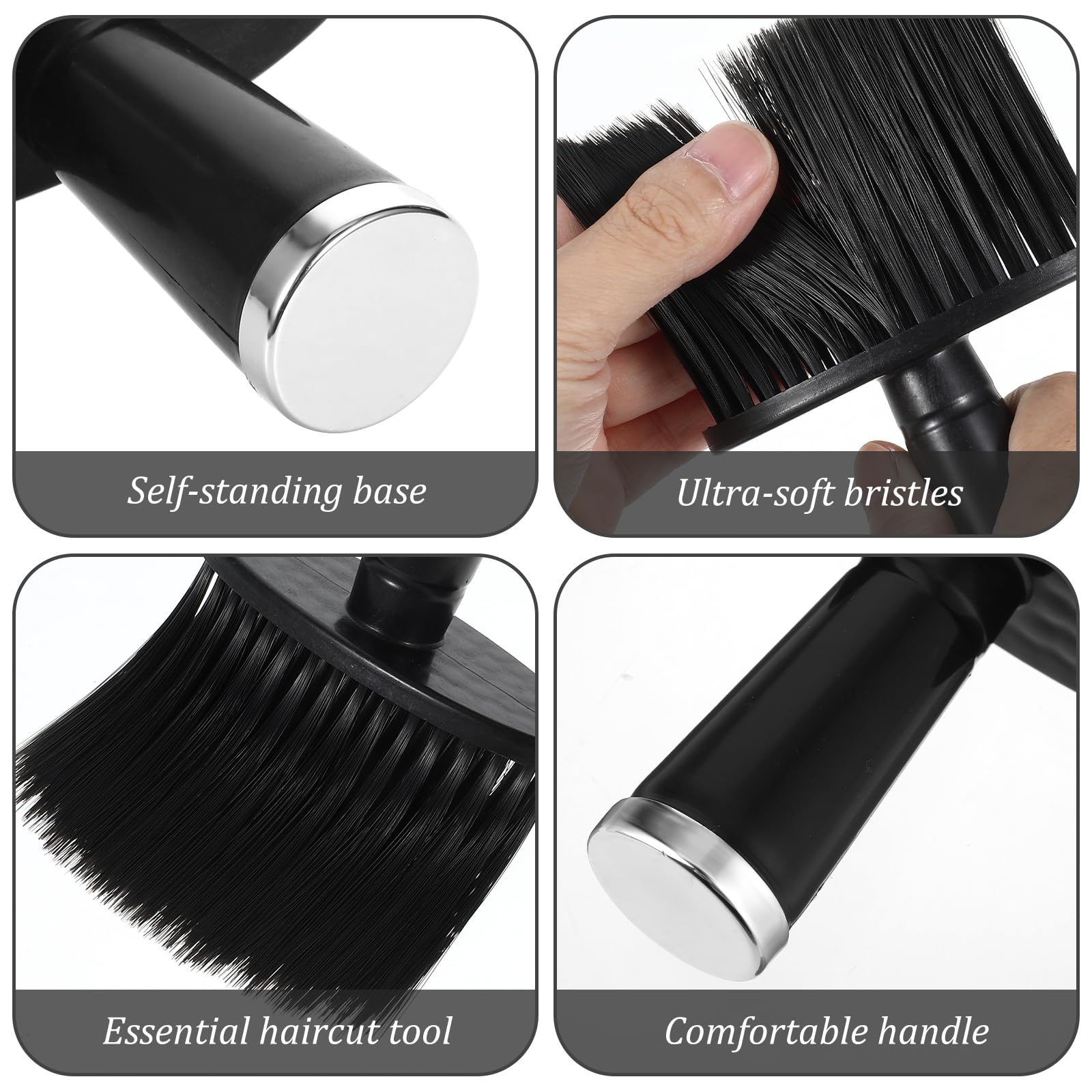 2 pezzi parrucchiere pennello collo Duster pennello collo pennello collo con manico collo parrucchiere nero pennello per il collo parrucchiere parrucchiere professionista Barber Brush per parrucchiere