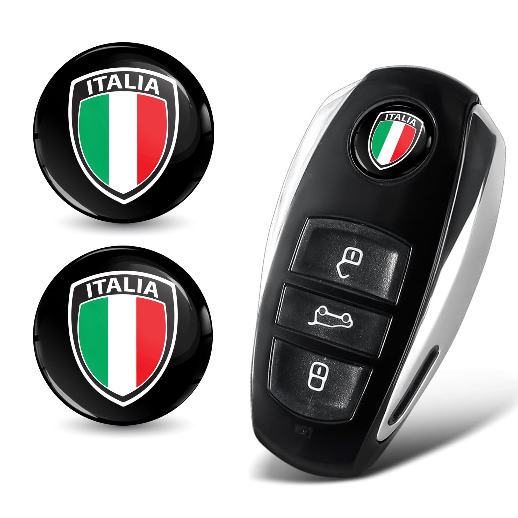 SkinoEu 2 x Diameter 14 mm 3D Key Emblem Stickers for Remote Control Car Moto Logo Key Badge Tuning Italy Flag KSK 9