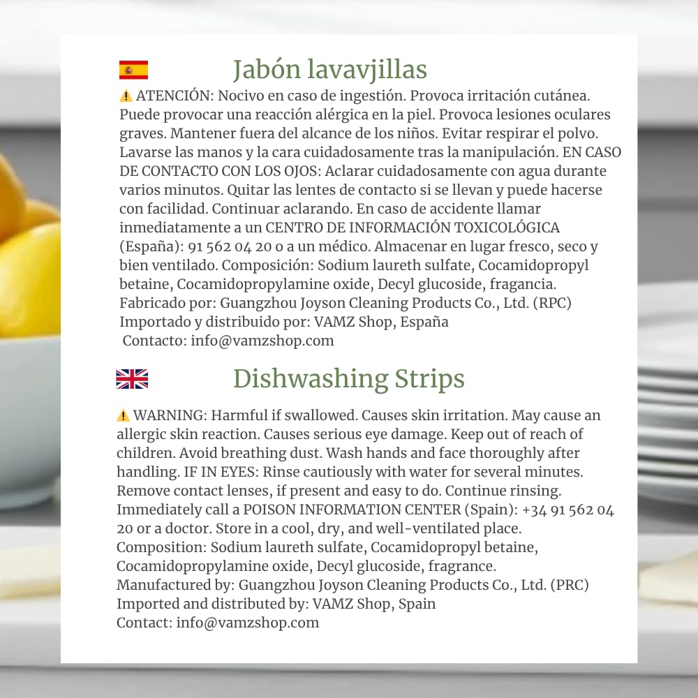 Jabón Lavavajillas Sin Disruptores Endocrinos Ecologico en Tiras |120 usos | Derivado de Plantas | Limpieza Profunda | Protección Cristal | Abrillantador Incorporado
