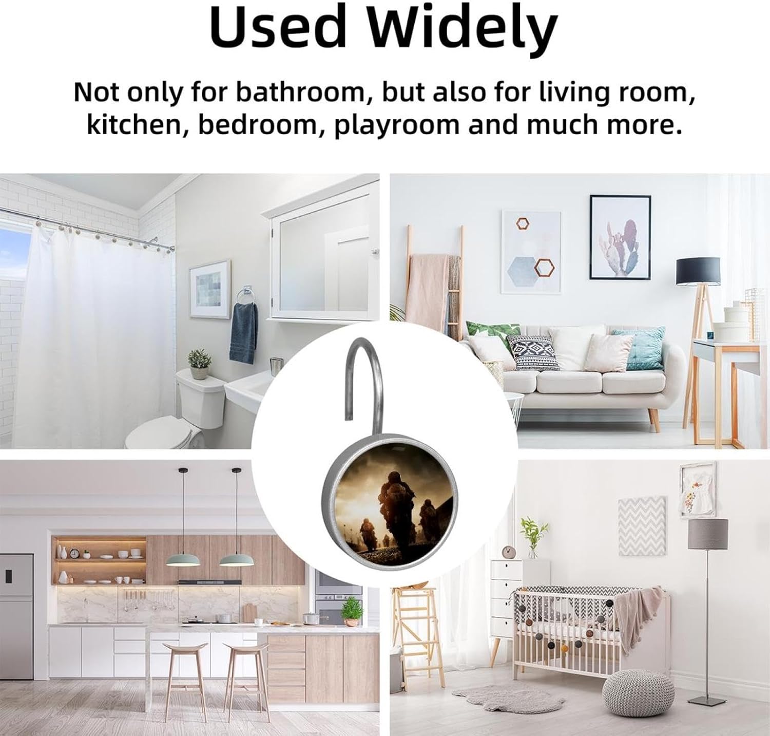 12PCS Motorcycle Racing (3) Shower Curtain Hooks Rings for Bathroom, Decorative Shower Curtain Hooks Rods Curtains and Liner