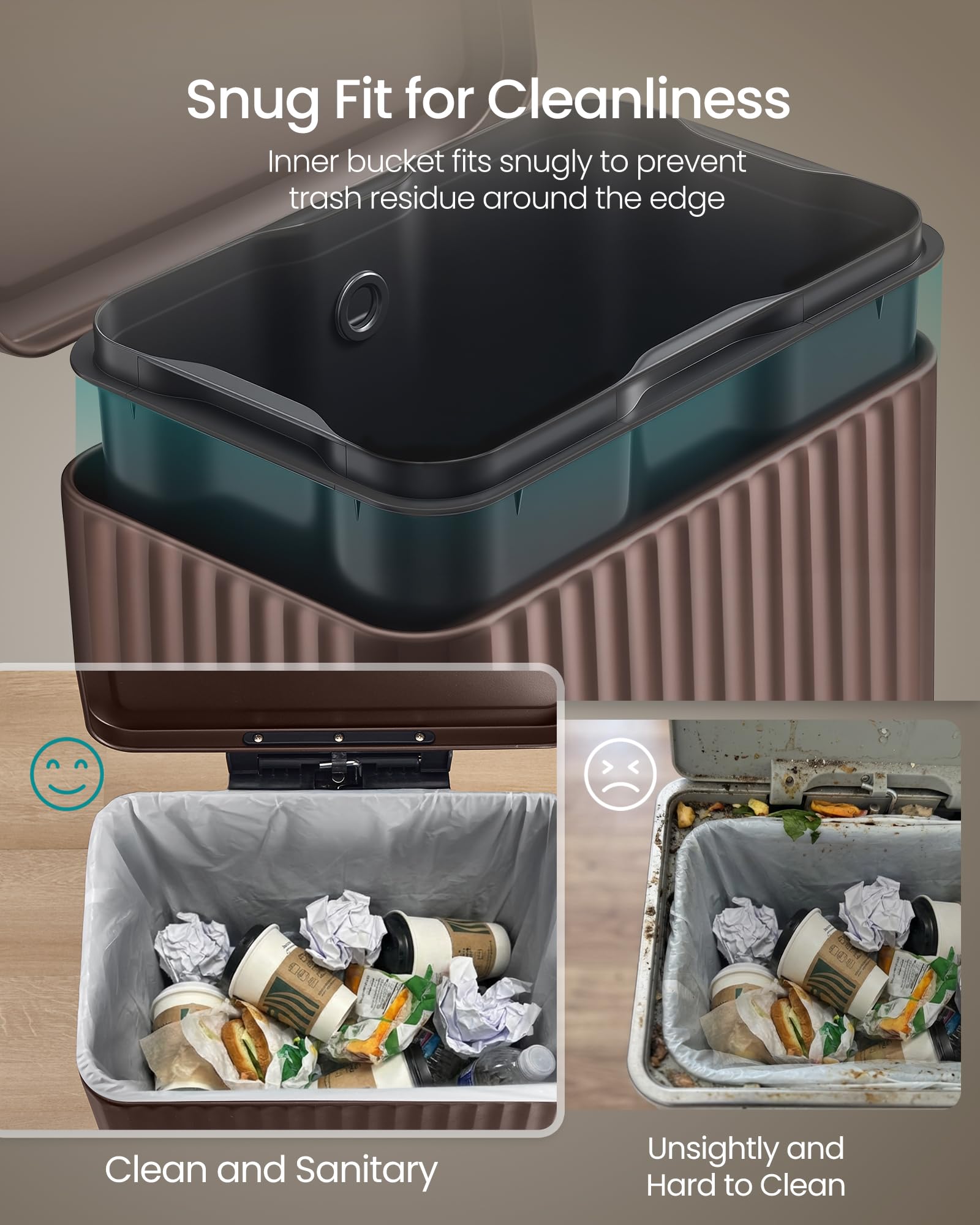 Amazon.com: SONGMICS Trash Can, 8 Gallon (30 L), Stainless Steel