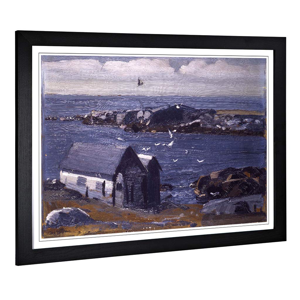 Big Box Art Framed Print of George Bellows The Gulls, Monhegan Design | Wall Art Picture | Home Decor for Kitchen, Living Room, Bedroom, Hallway, Black, A2 / 24.5x18 Inch / 62x45cm