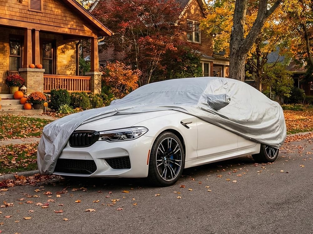 Custom Fits for 2012-2023 BMW 5 Series M5 528i 530i 530e 535i 535d 540i 550i M550i Car Cover Silver Metallic Covers 528 530 535 540 550 M550