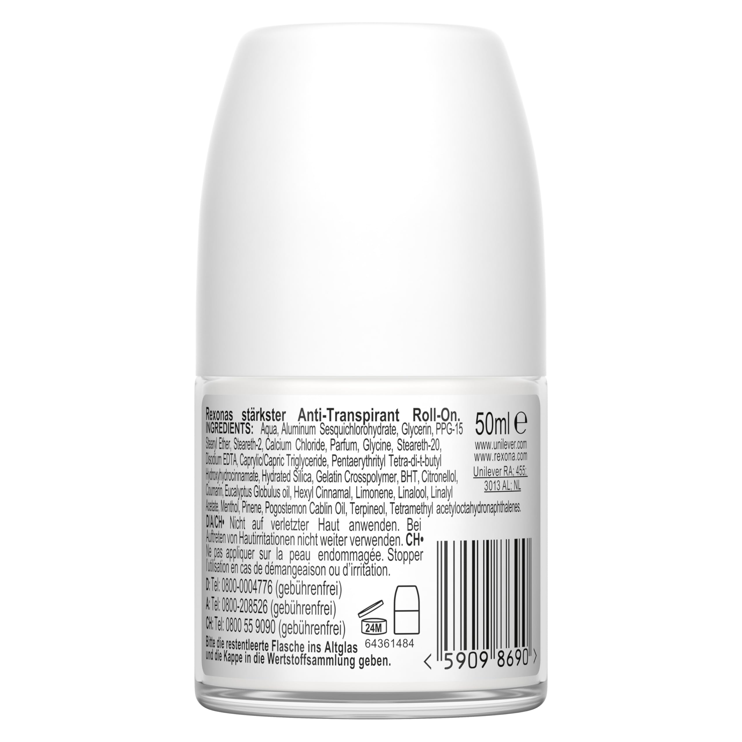 Rexona Maximum Protection Deo Roll-On Fresh antyperspirant z 3-krotną ochroną przed stresem, wysoką temperaturą i ruchem, ekstremalna ochrona 96 godzin, 50 ml