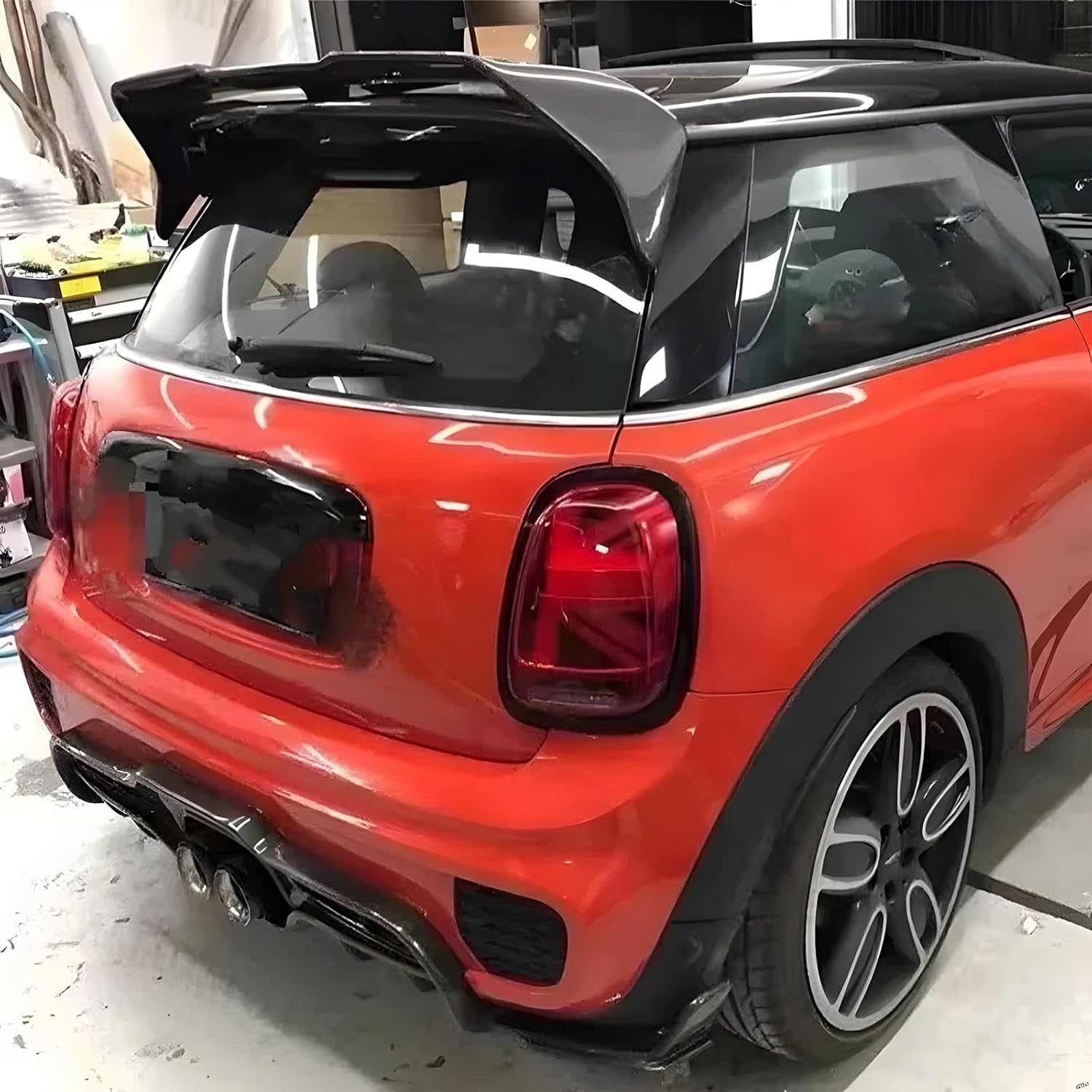 Carbon Fiber Rear Wing Spoiler Compatible with BMW Mini F55 F56 Rear Trunk Lip Spoiler Wing Vehicle Body Styling Kit