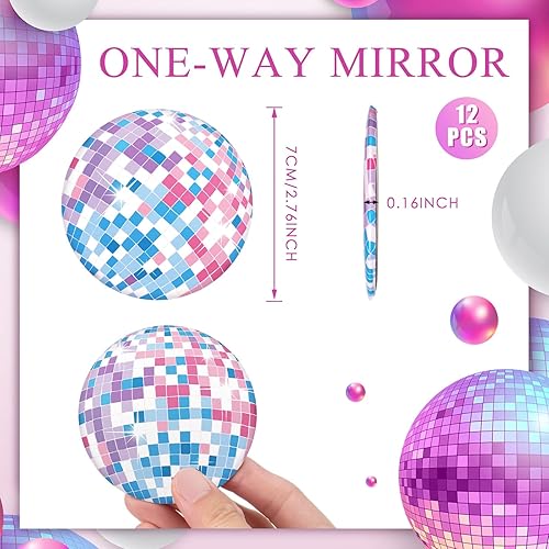 Miniatura 9 de 12 piezas de espejo compacto de bola de discoteca de 276 pulgadas espejo de bolsillo redondo vintage de vidrio de maquillaje mini espejo portátil