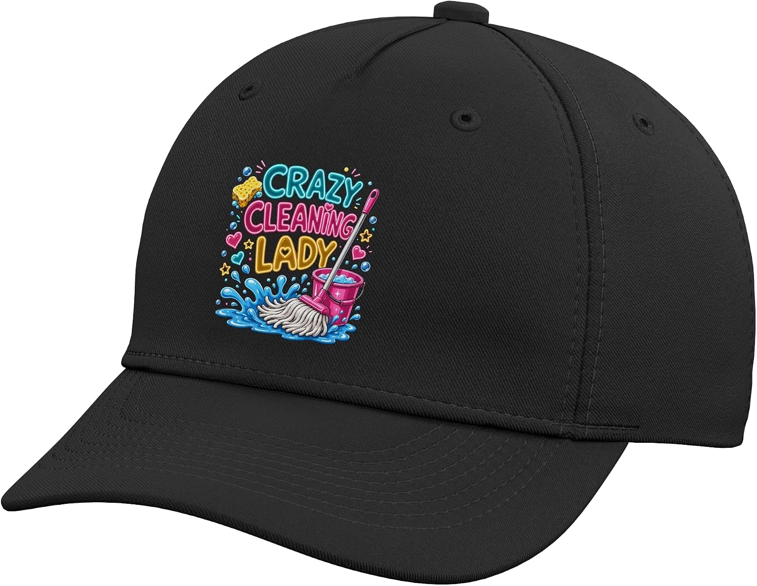 Funny Crazy Cleaning Lady Adjustable Baseball Hat