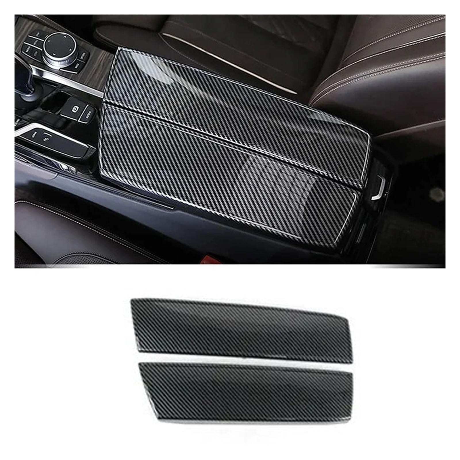 Pegatina de consola central para BMW Serie 5 G30 G38 de color carbono para volante a la izquierda