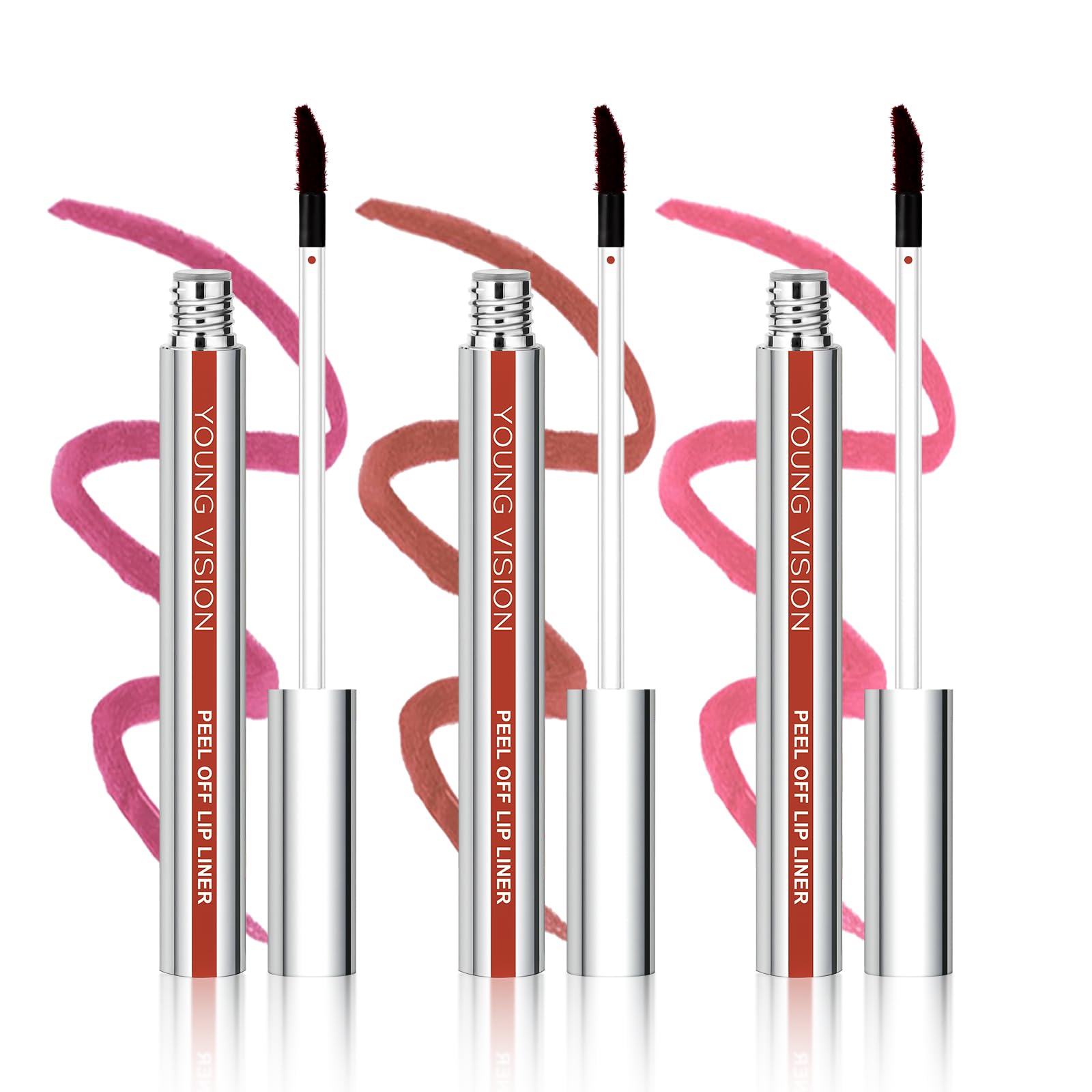 YOUNG VISION 3-Pc Peel Off Lip Liner Stain Set, Tattoo Peel Off Lipliner, Matte Finish, Waterproof, Nude Matte Lip Contour for Women Makeup, Precise
