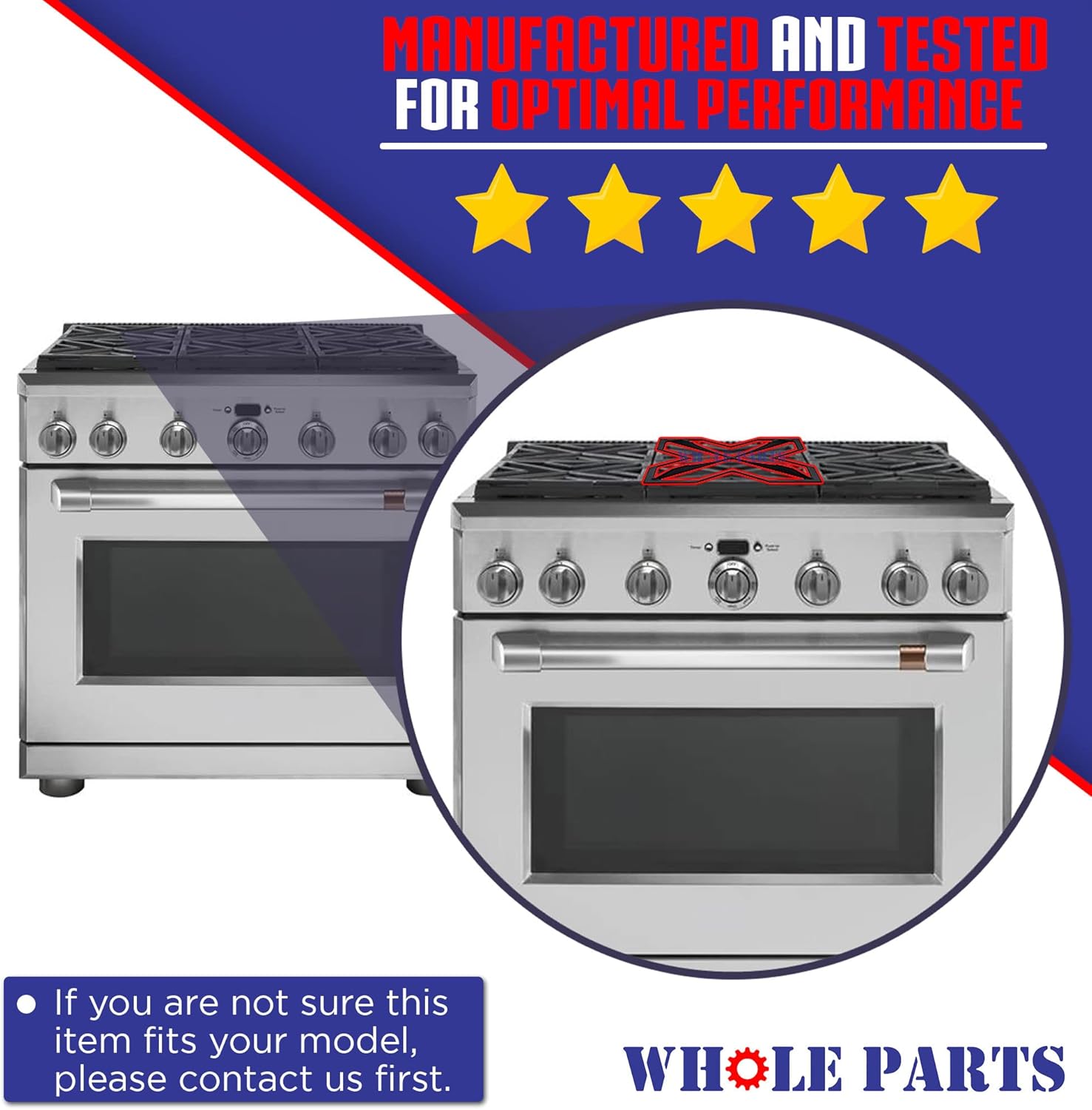 Upgraded Whole Parts Range Burner Grate Part# WB31K10252 - Replacement and Compatible with Some GE Ranges