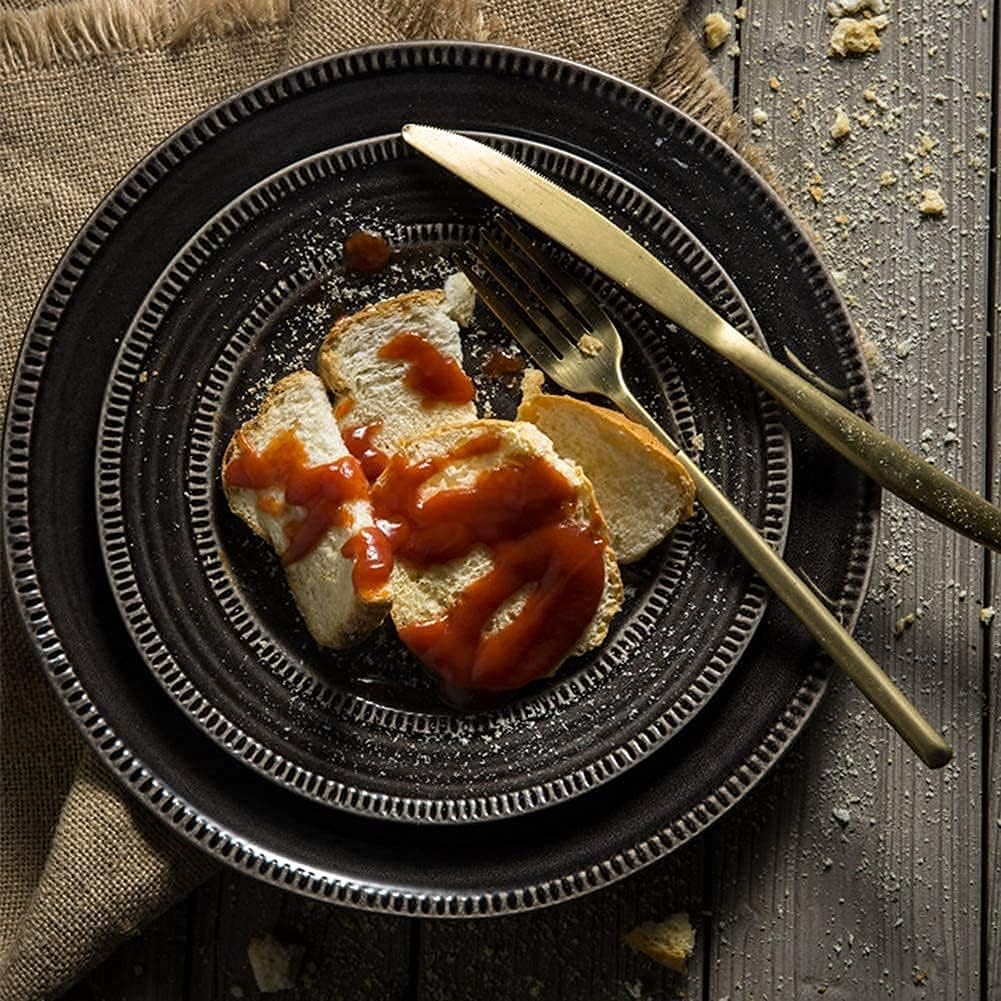 陶器食器、磁器食器セット、反応性釉薬ストーンウェアディナーセット36点 - セラミックプレート、ボウル、マグカップ - ヴィンテージ