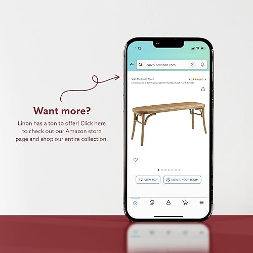 Miniatura 14 de Linon Banco Hank de madera curvada blanca con asiento de ratán tejido natural