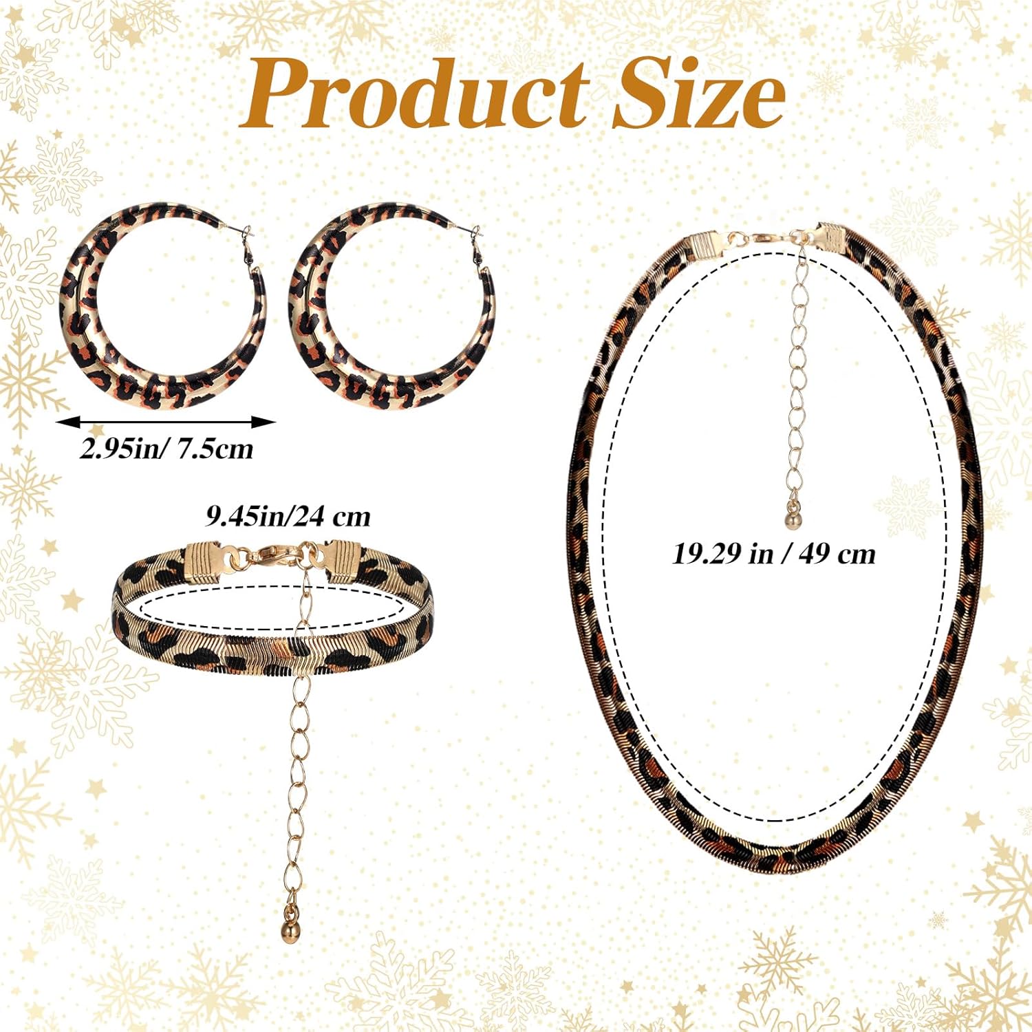 Teaaha Leopard Necklace, Earrings, Multilayer Leather Cuff Bracelet Wrap Bangle for Women, Long Tassel Leopard Print Pendant Necklace Boho Animal Print Jewelry for Parties, Daily Wear, Gifts - Image 2