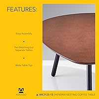 Vista 6 de Adesso Juego de dos mesas auxiliares anidables, chapa de roble nogal y patas de metal negro mate, mesas decorativas modernas versátiles para salas