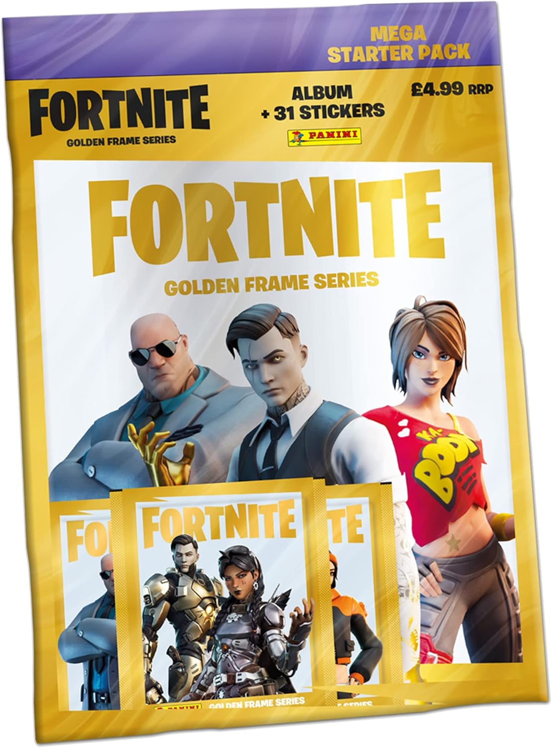 Panini Fortnite Gold Frame Colección de pegatinas para iniciación