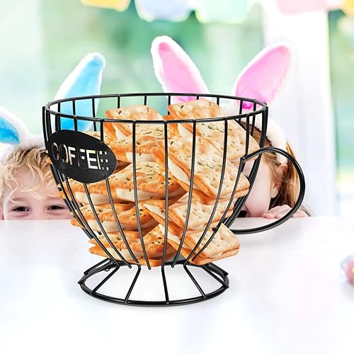 Miniatura 9 de Cabilock Cesta de café de alambre de capacidad para almacenamiento, diseño elegante para uso doméstico y café para bolsas de café, aperitivos