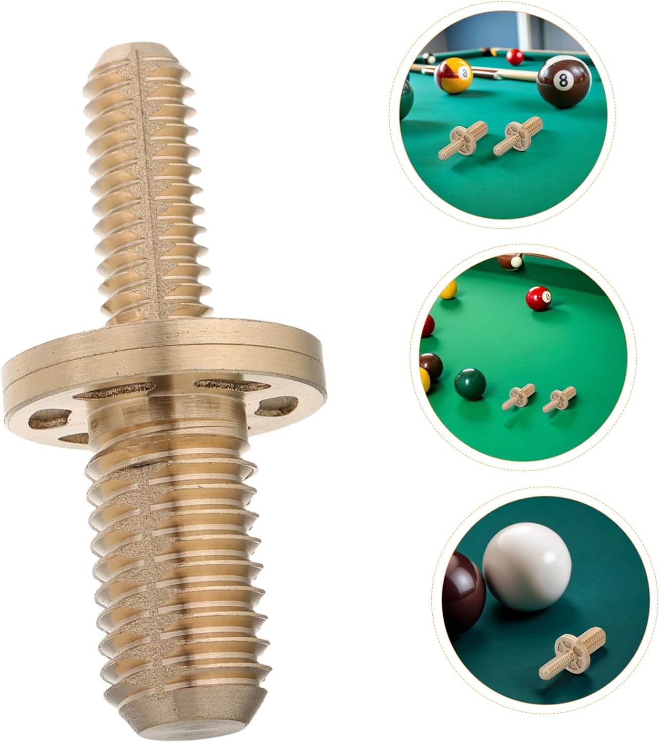 CALLARON 3pcs Brass Billiard Cue Extension Joint Screw 1/2in Connector | Golden Finish, for Billiard Cue and Pool Stick, Game Room Use, Portable Repair Part, Wear Resistant Hardware