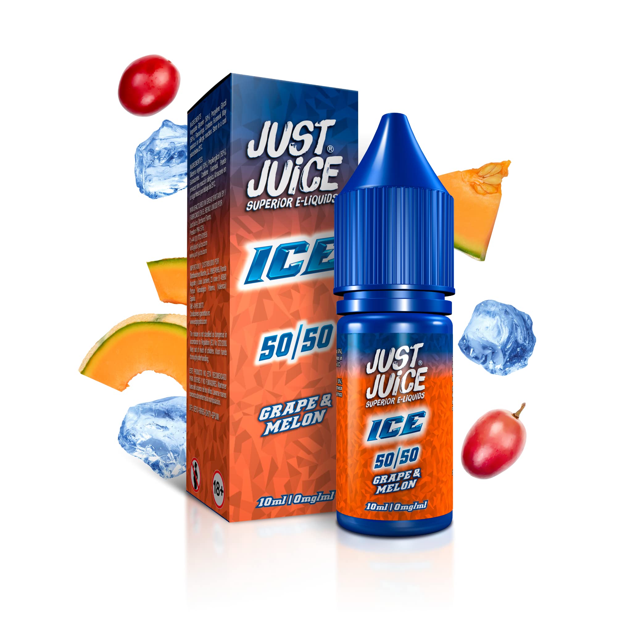 Just Juice Superior E-Liquids Vape Liquid with No Nicotine - GRAPE & MELON ICE Flavour - 10ml Bottle, 50/50 0mg e-Liquid, Nic Free eliquid with Menthol Flavours