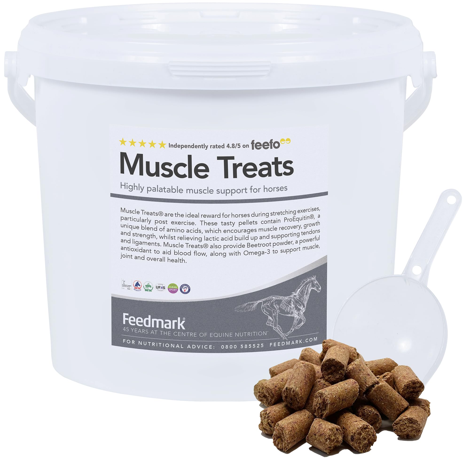 Feedmark Muscle Treats Horse Treats with Amino Acids & Beetroot | 1kg (Approx. 135 Treats) | Muscle Recovery, Strength & Flexibility Support