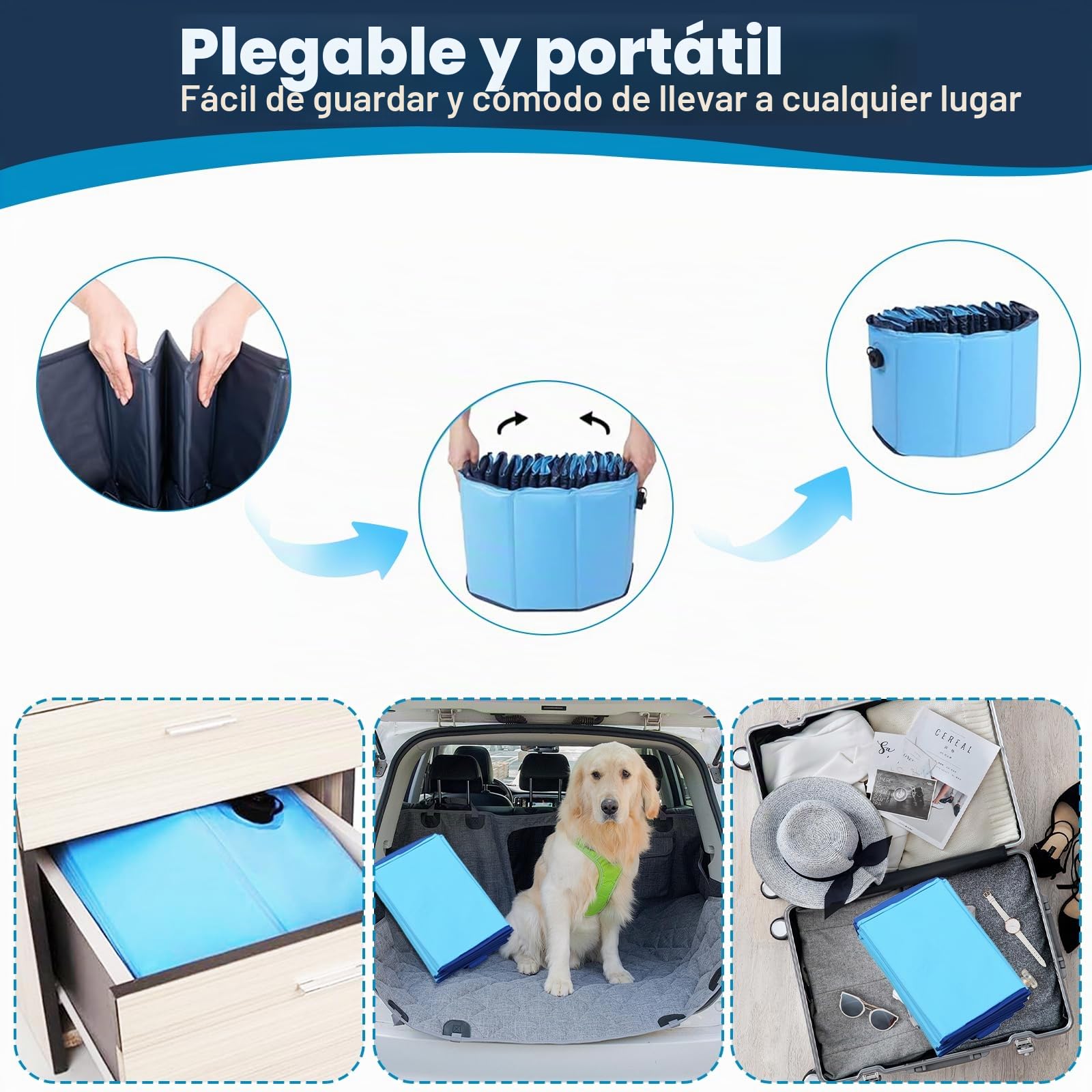 Piscina para Perros,120X30CM Piscina para Mascotas Perros,Bañera para Perros,Bañera Portátil para Mascotas,Piscina Plegable para Perros,para Mascotas, niños, Piscina, Antideslizante, portátil