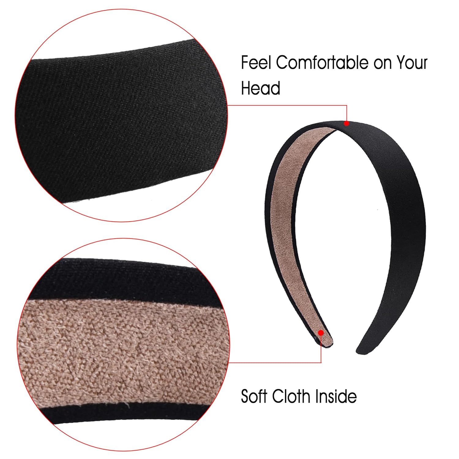 SIQUK 16 Pieces Black Satin Headbands 1 Inch Headband DIY Hair Headband Plain Headbands Satin Hard Headbands for Women and Girls : Beauty & Personal Care