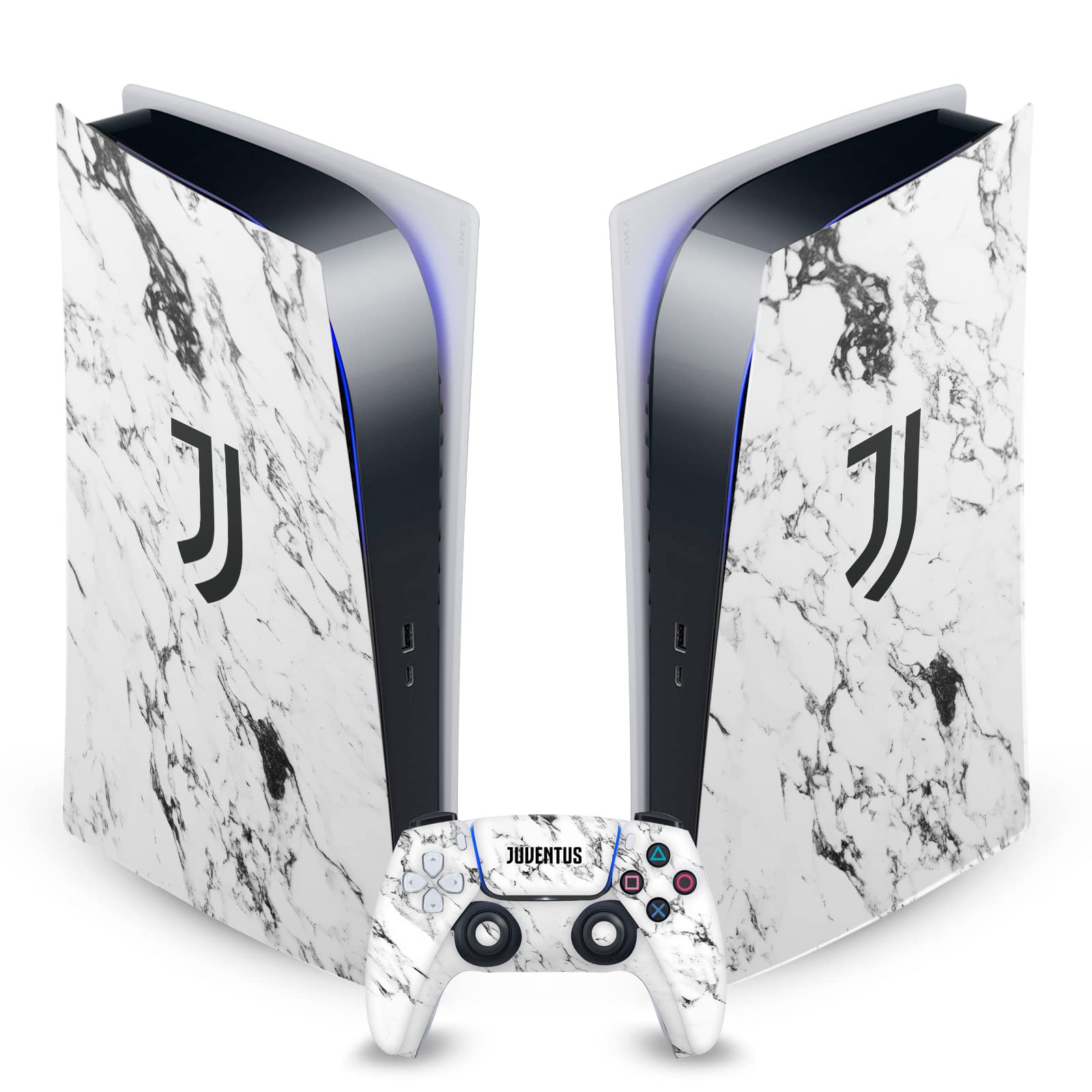 Head Case Designs Licenza Ufficiale Juventus Football Club Bianco Marmoreo Arte Vinile Frontalino Sticker Gaming Pelle Adesivo Compatibile con Sony PS5 Digital & DualSense