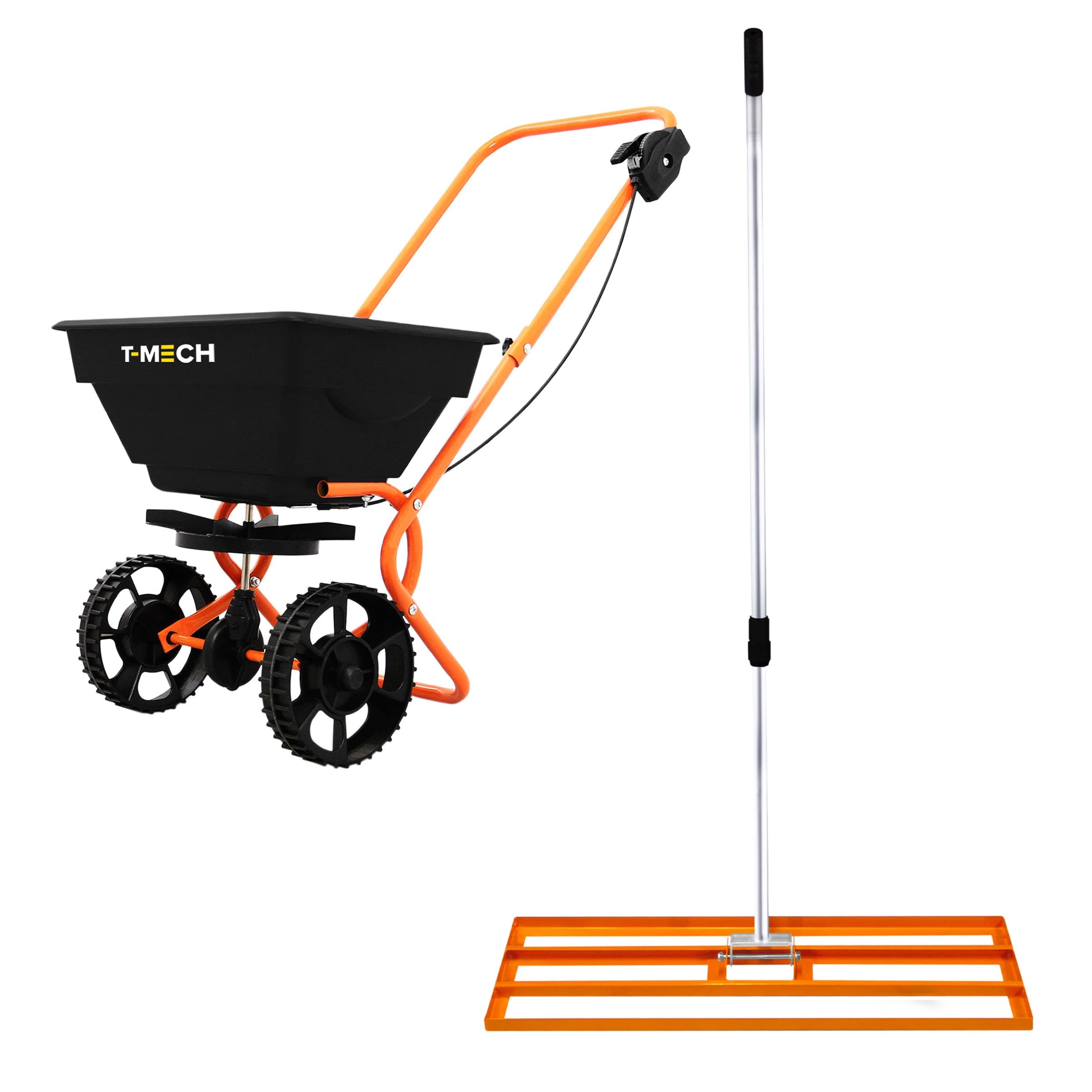 Monstershop Rotary Spreader & 100cm Lawn Leveller - Orange