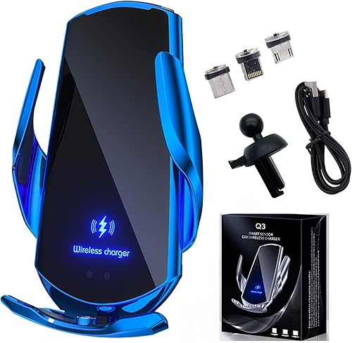 Soporte de cargador de coche inalámbrico de inducción eléctrica automotriz de 15 W, cargador inalámbrico para automóvil, soporte de teléfono para