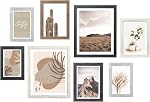 ArtbyHannah Gallery Wall Frame Set, Neutral Modern Art Prints,Picture Frames Collage Wall Decor for Living Room, 8 Pack in Multiple Sizes(11x14 inch,8x10 inch,6x8 inch)