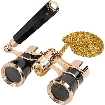3 x 25 Foldable Opera Glasses Wearer Theatre Glass for Opera/Concert/Ballet with Metal Chain and Bag 3x Magnification Foldable