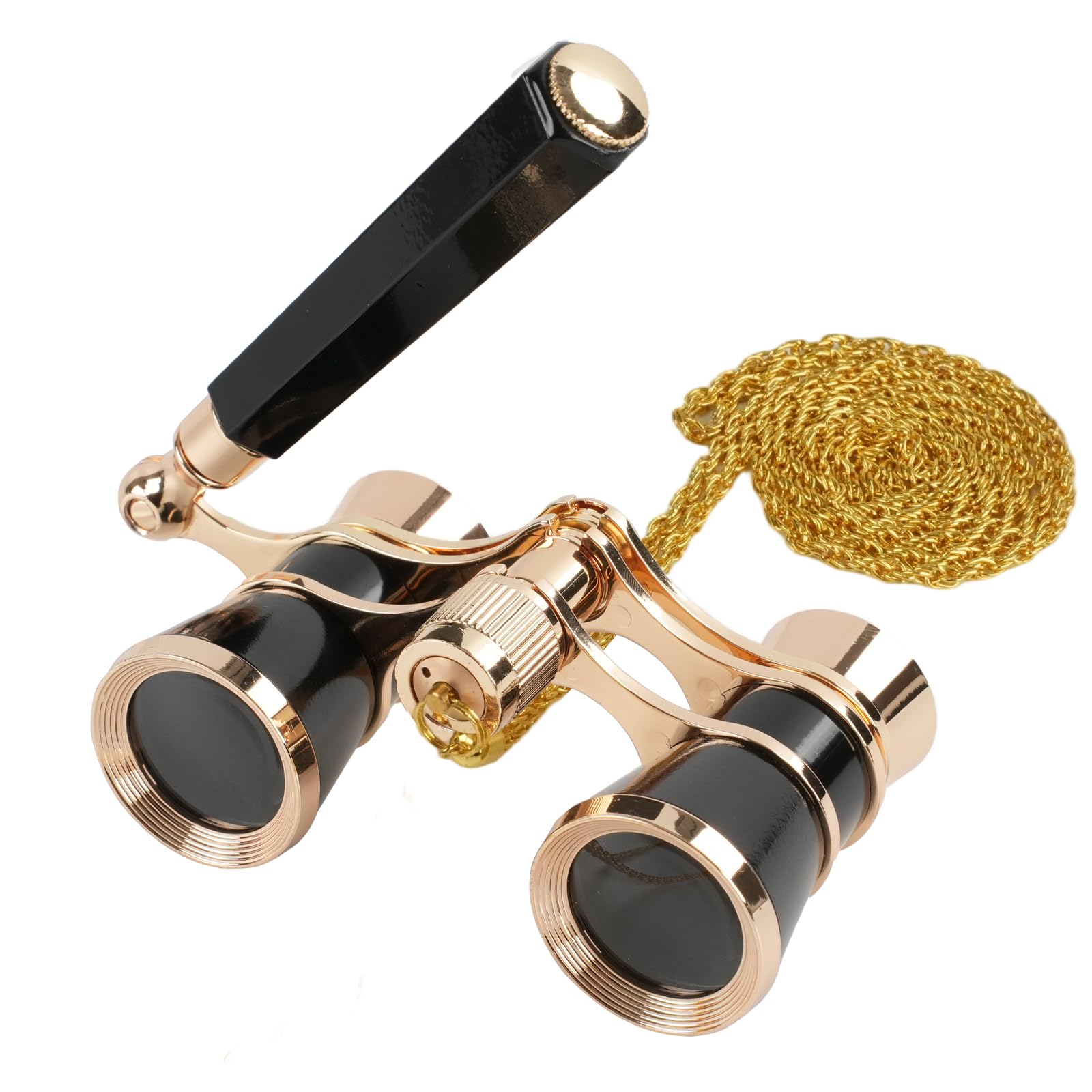 BOSTRON Binocolo da Teatro 3x25, Nero - Lenti BK7 Ottiche, Manico Regolabile e Catena - Design Vintage Compatto per Opera, Concerti e Sport - Regalo per Adulti e Bambini