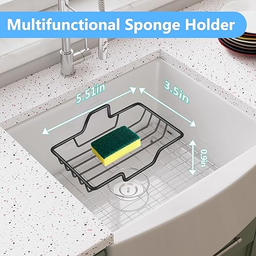 Miniatura 3 de HSJL Soporte de esponja para fregadero de cocina, soporte de esponja de gran capacidad, organizador de fregadero colgante para esponja, cepillo,