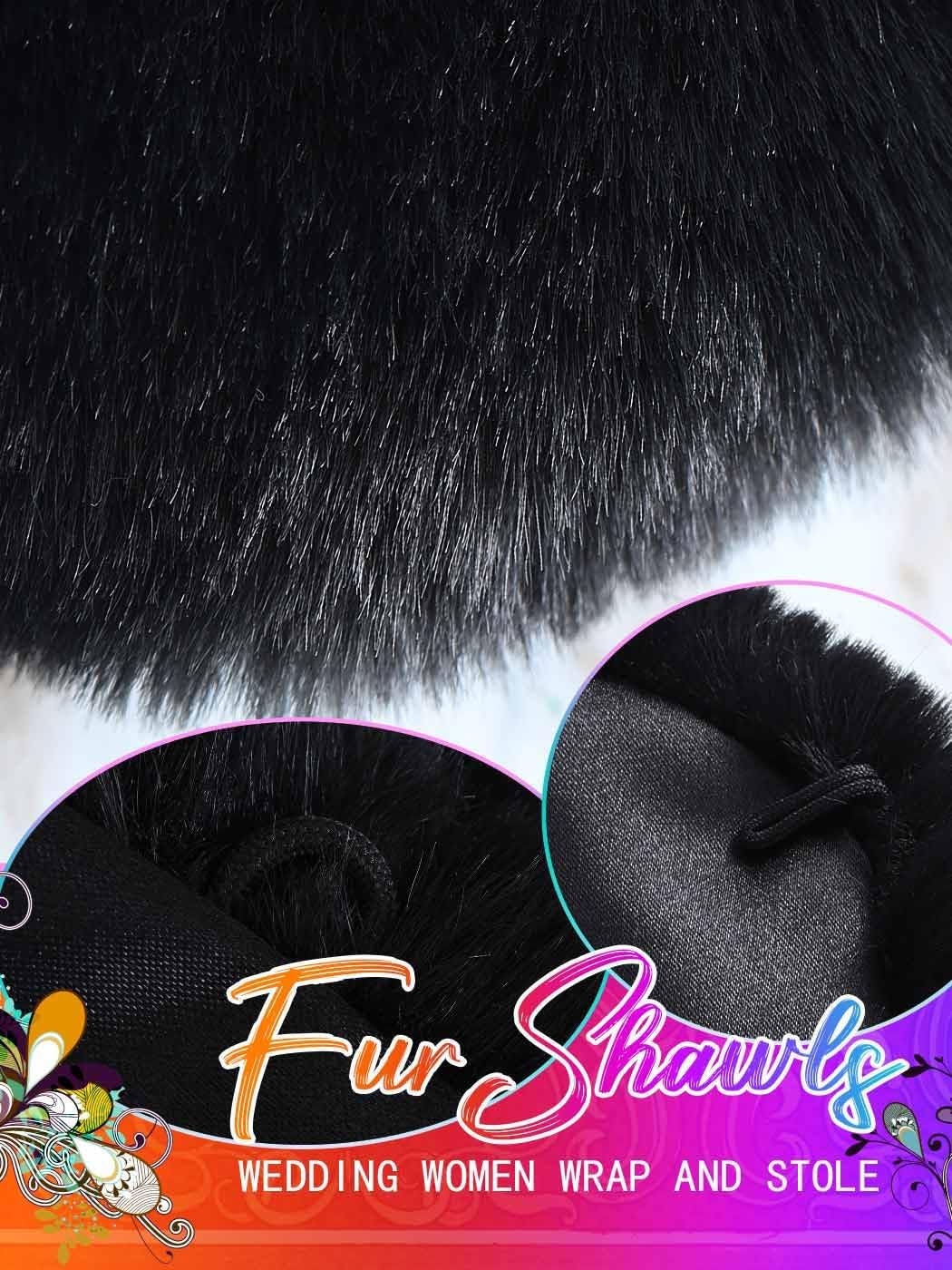 Aukmla Women's Wedding Fur Wraps and Shawls Bridal Fur Stoles Scarf with Rhinestones Brooch for Bride and Bridesmaids - Image 4