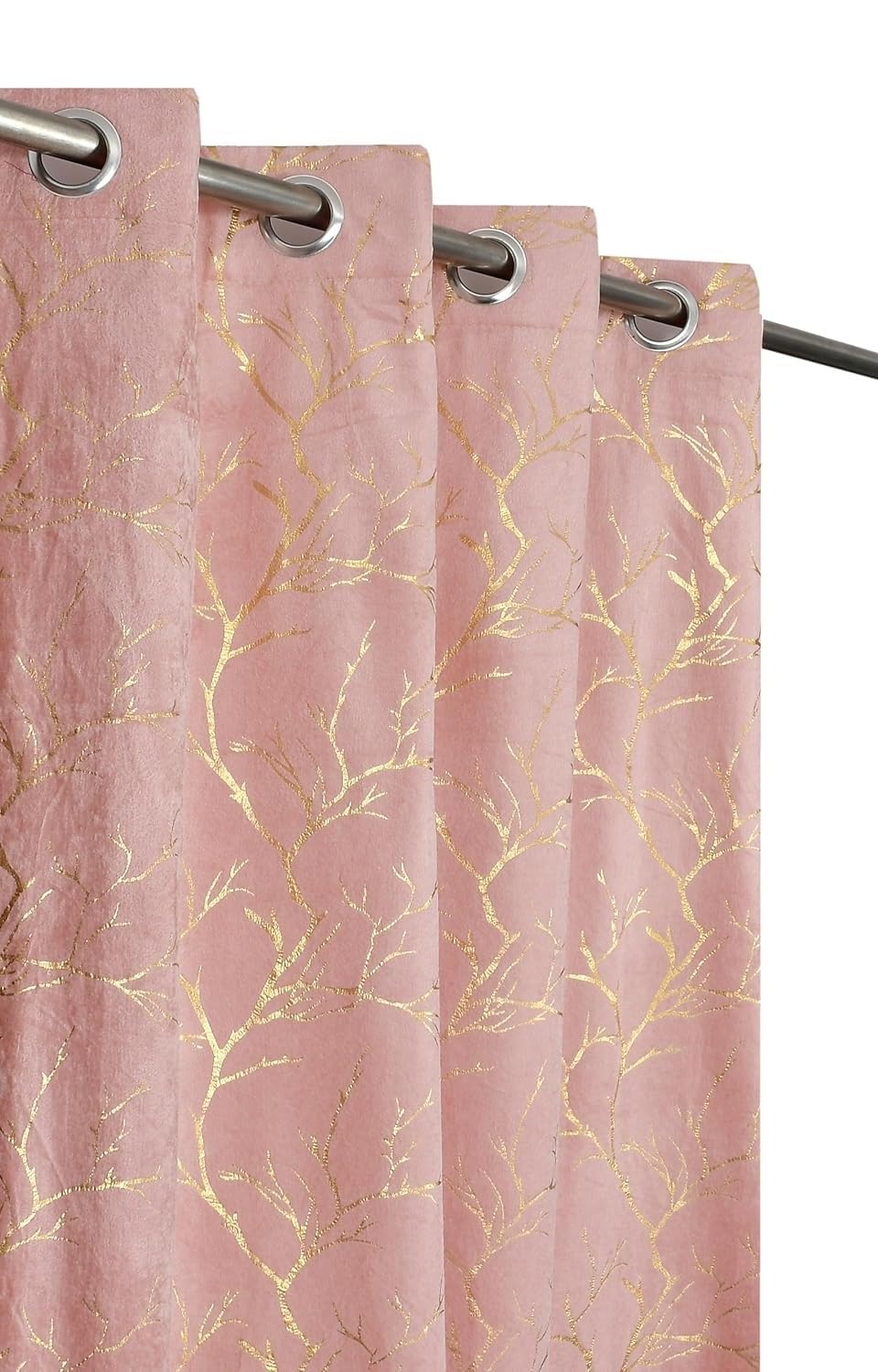 Homefab India Velvet Curtain Room Darkening - Long Door 8 feet, Pack of 1 Panel, Light Pink