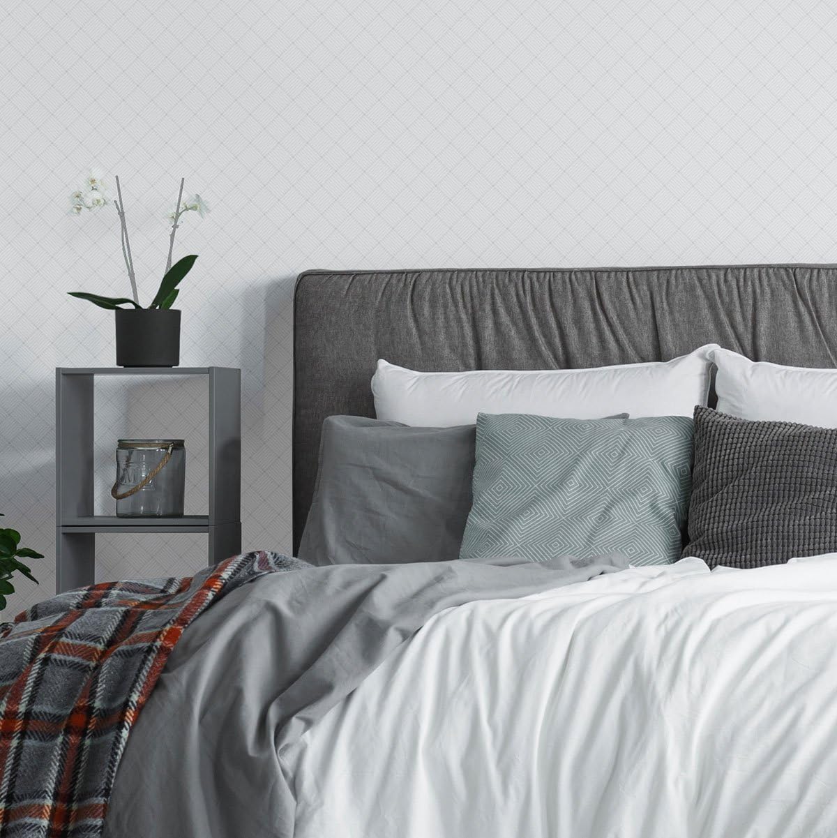 Walls By Me Peel and Stick White Imitation Removable Wallpaper 9272-2ft x 4ft (61x122cm)