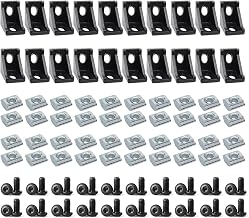 20 Sets 2020 Aluminum Extrusion Corner Brackets - 20 Series 90 Degree Right Angle Connectors with M5 Bolts & Nuts, Compatible with 20/20 80/20 2040 T V Slot Black Aluminum Profiles