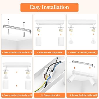 GeyouLux LED Ceiling Light with 2 Spotlights, Adjustable 350°+90°, Modern GU10 Ceiling Spotlights, Aluminium Ceiling Light Suitable for Kitchens, Living Rooms and Bedrooms (No Bulb)