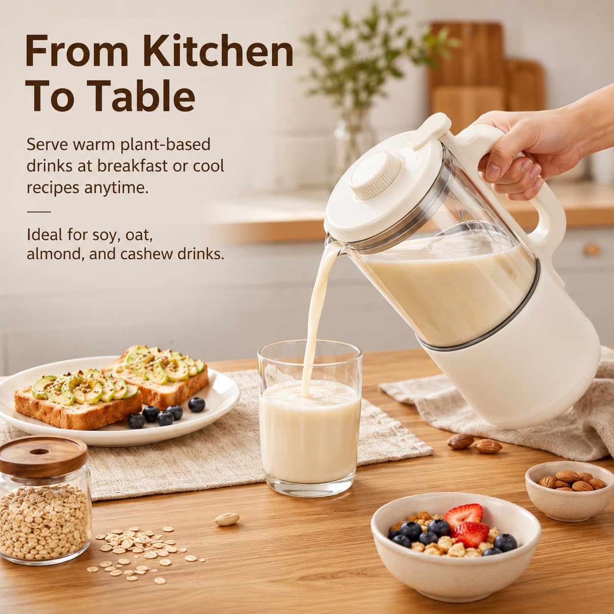 Machine lait noix, 21 000 tr/min, chaleur 800 W, 8 menus intelligents