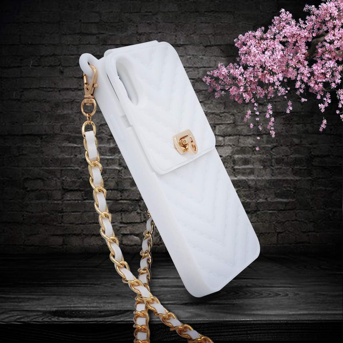 LUVI for iPhone XR Wallet Case with Neck Strap Crossbody Chain Credit Card Holder Slot with Handbag Wrist Strap Protective Cover for Girls Women Silicone Shockproof Case for iPhone XR White image 4