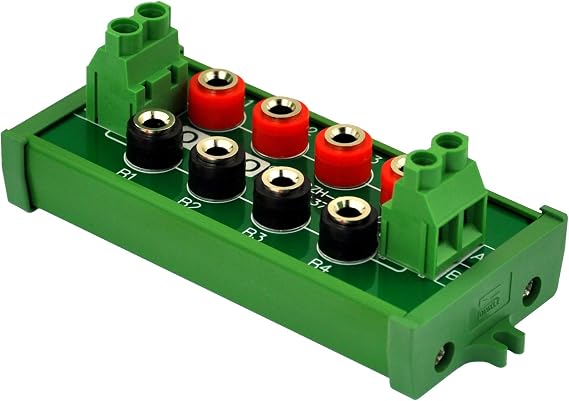 Screw Mount 2 x 4 Position Banana Jack Distribution Module, DC Power Strip