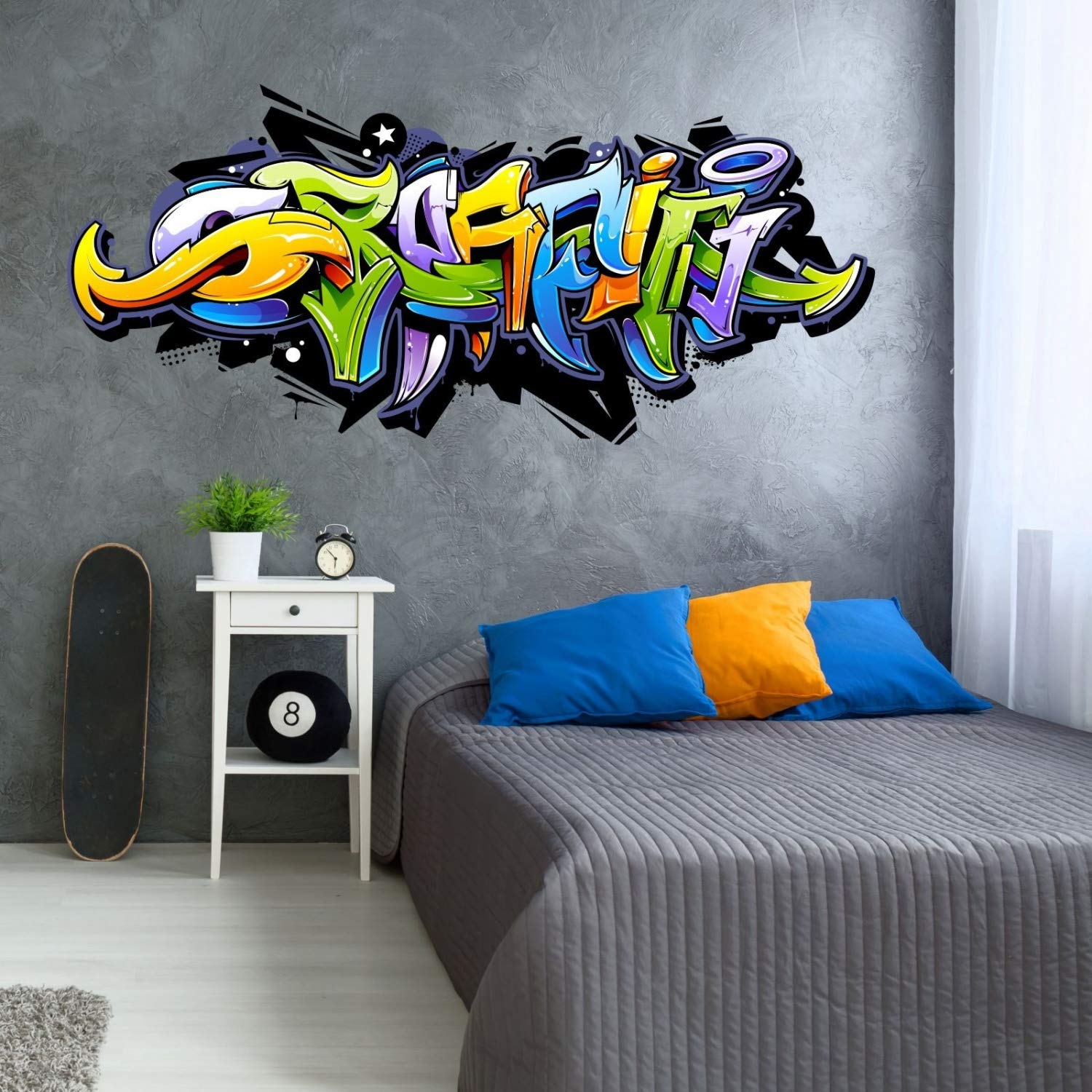 Nikima - Adesivo da parete per bambini, 158, motivo graffiti colorati, in 6 misure, decorazione da parete per la cameretta dei bambini, dimensioni 1500 x 670 mm