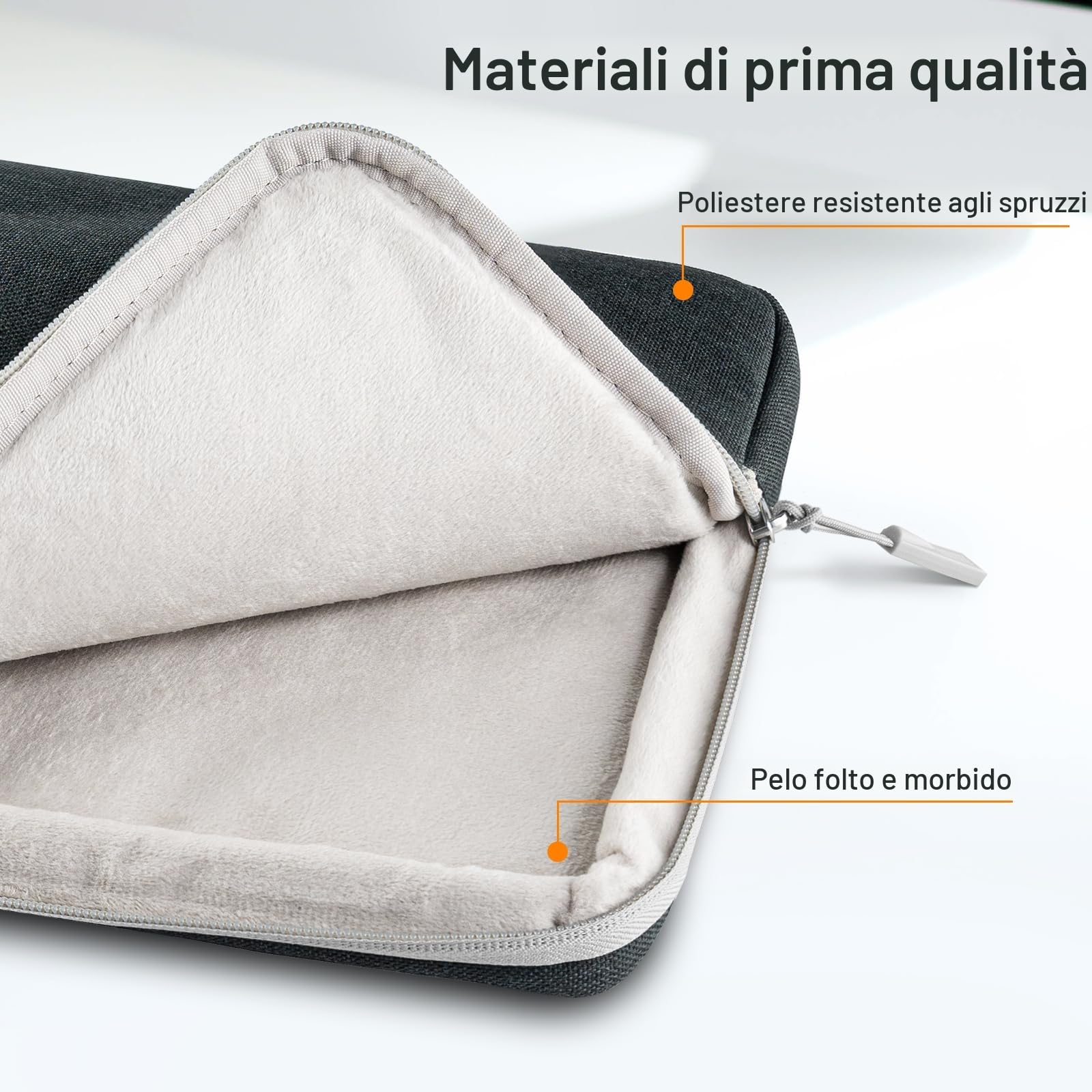 JETech Custodia Laptop 16 Pollici MacBook Pro M1-M5 2019-2026 Impermeabile Borsa con Tasca Grigio Scuro