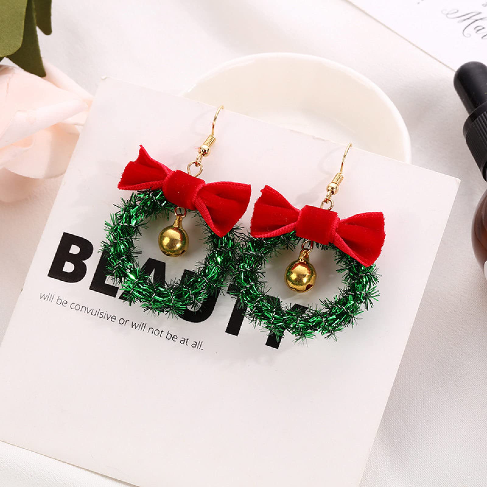 Ear Hook Stude K inkurejne - kreatywne kolczyki do girlandów, Wesołych Świąt Bożego Narodzenia Dekor dla kobiet w domu Happy New Year Girls Prezenty, złoto ui